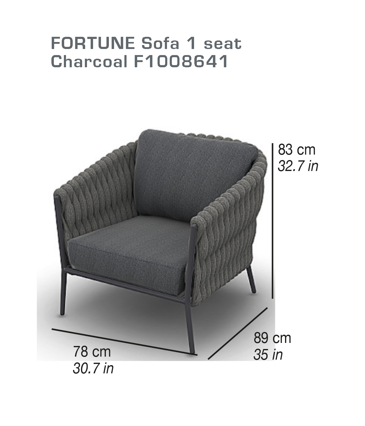 FORTUNE | Sofa 1 seat charcoal
